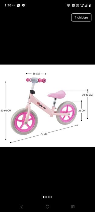Bicicleta roz noua