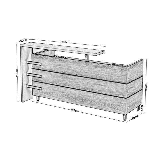 Професионална рецепция PROJECT  - 180x75x110см