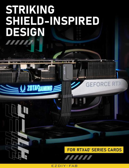 Cablu prelungitor GPU EZDIY-FAB Shield PCIE 5.1 ​​90 grade 12V-2×6,RVS