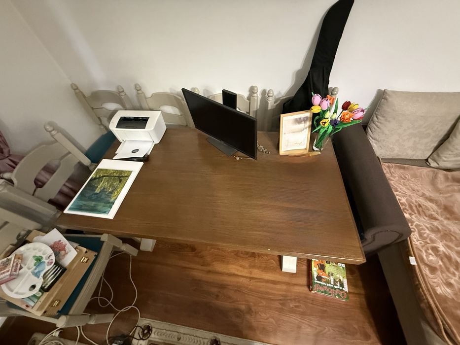 Masa sufragerie, 6 scaune din lemn de nuc