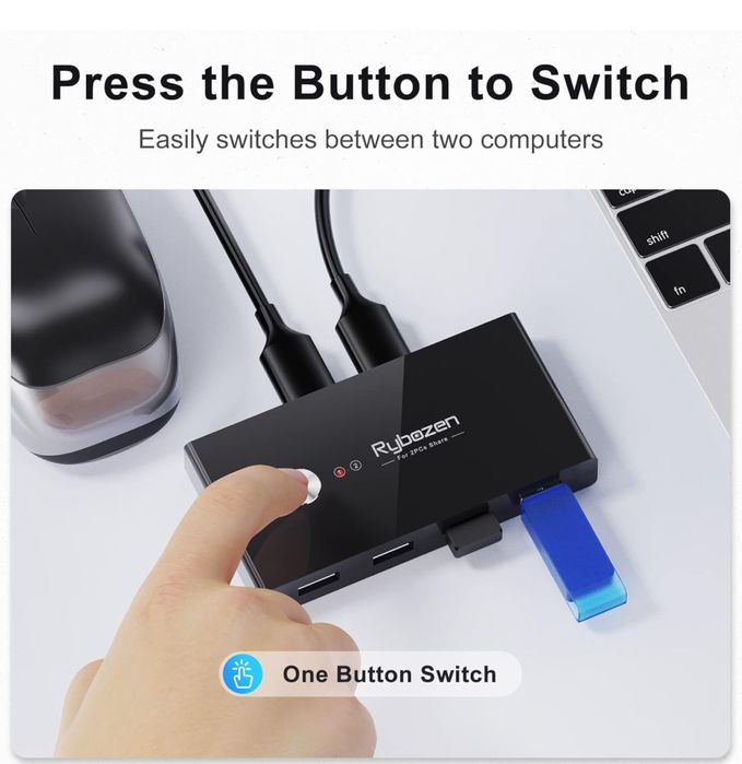 KVM адаптер за споделяне на 2 РС и 4 USB устройства