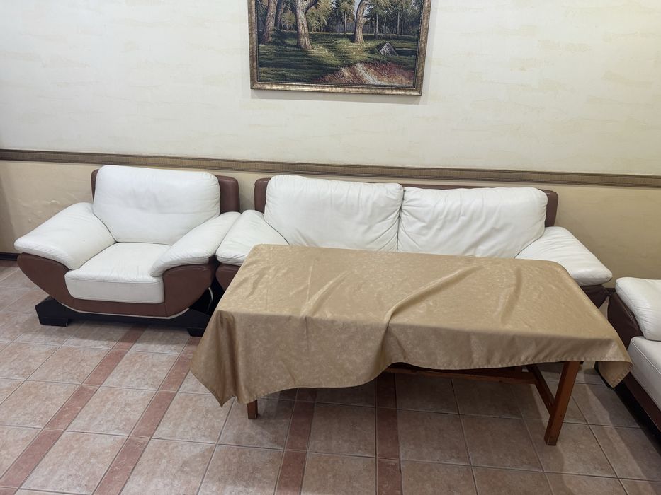 Кожанный диван.