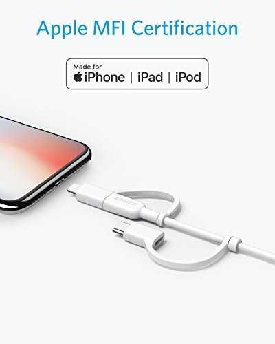 Anker Powerline II 3 in 1 USB-micro+USB-C+Lightning кабел,черен/бял