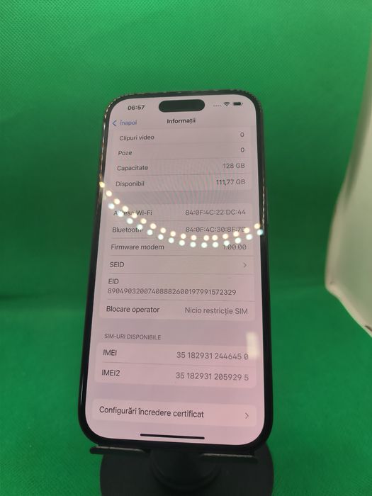 Iphone 16 128GB 100% bat•Amanet Lazar Crangasi•56846