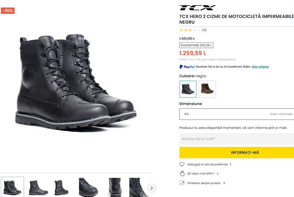 TCX Hero 2 Cizme de motocicletă impermeabile negre - noi!
