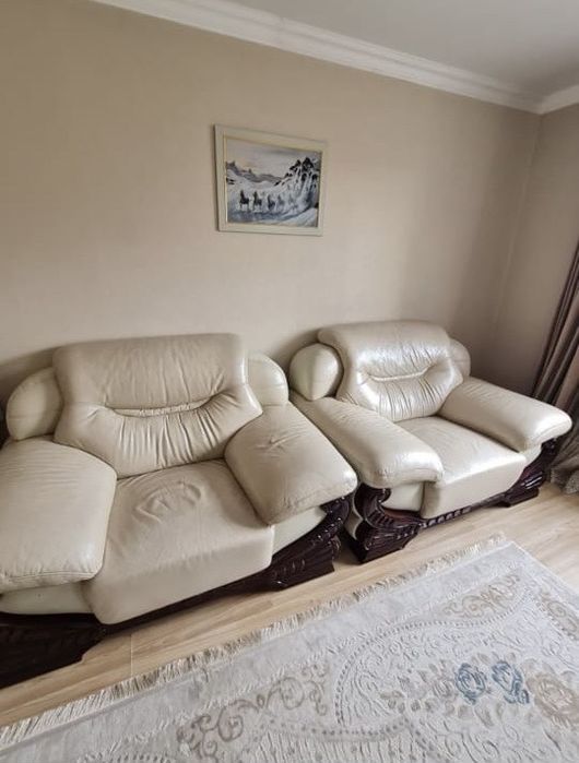 Кожаный диван в комплекте