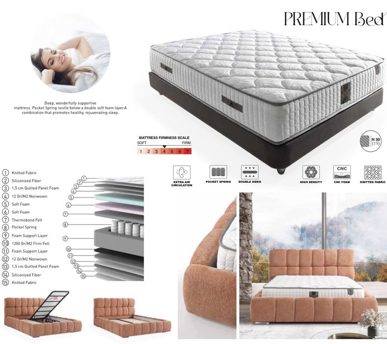 Тапицирана спалня Premium bed - Fendy 03-04 Light pink