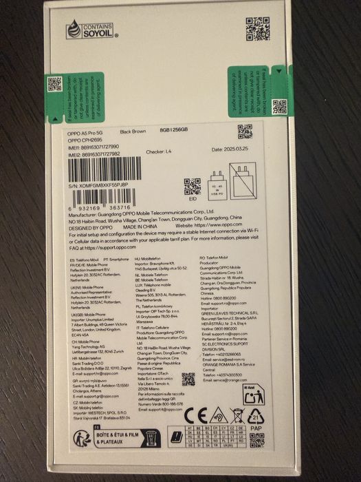 Чисто нов OPPO A5 Pro 5G – 8GB RAM / 256GB + оригинално зарядно 67W