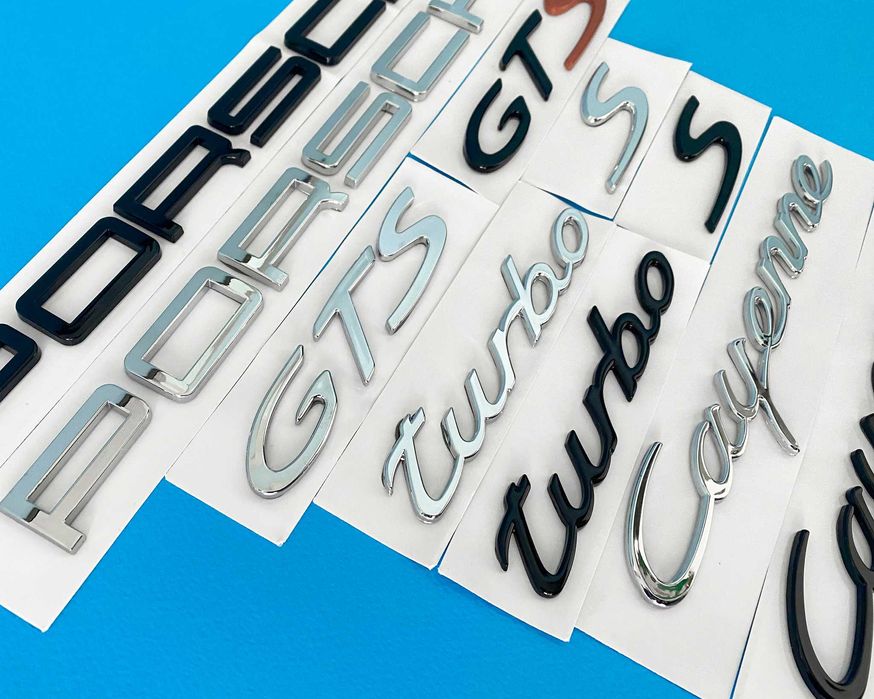 Надпис Porsche , емблема, бадж, порше, Cayenne, panamera, turbo s, gts