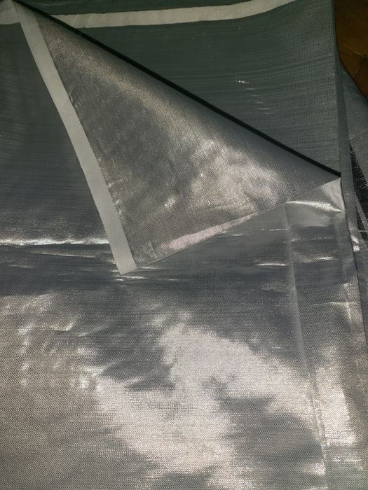 Отрез ткани парча серебряная новый 140×2м.