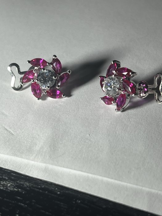 cercei cu topaze roz si albe