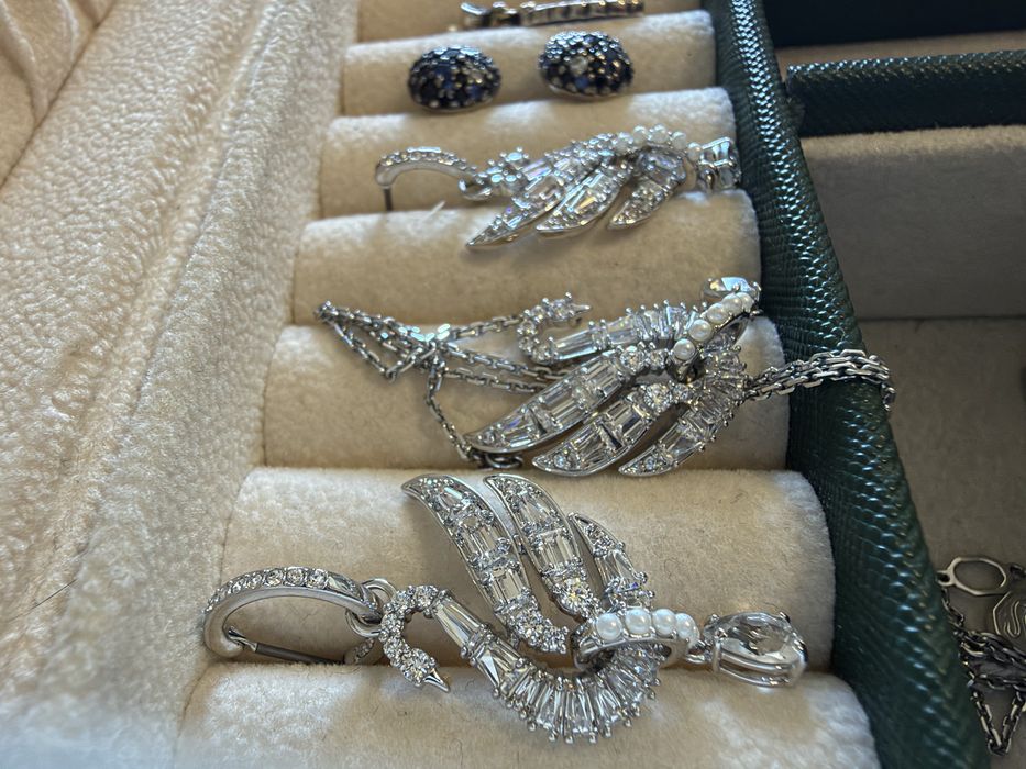 комплект серьги  и цепь swarovski