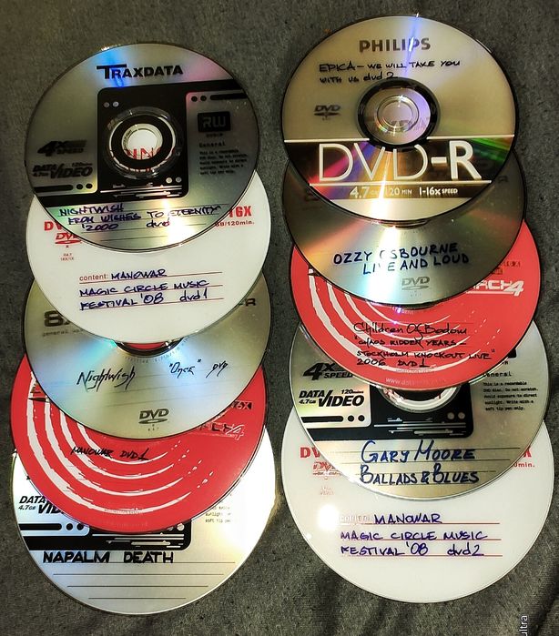 DVD-R дискове с концерти и клипове на метъл групи