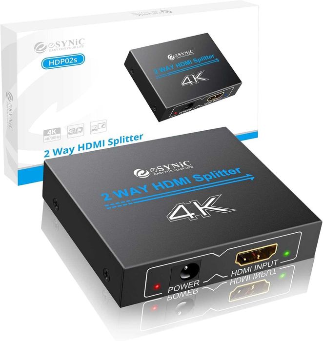 eSynic 4K/30HZ HDMI сплитер 2-посочен HDMI 1 вход 2 изхода HDMI