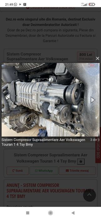 Turbina vw Touran, passat,golf 5, Jetta 1.4 TSI 1.2 tsi cbz