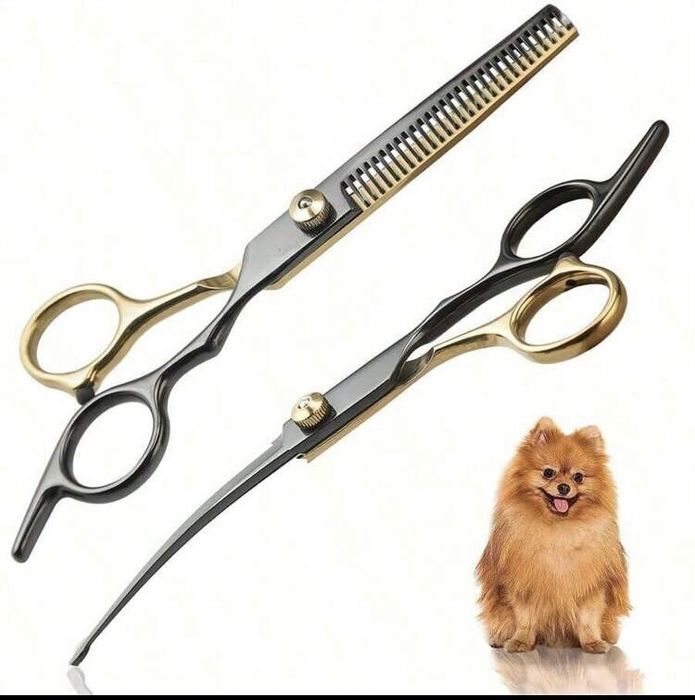 Извита ножица за подстригване на кучета (груминг )