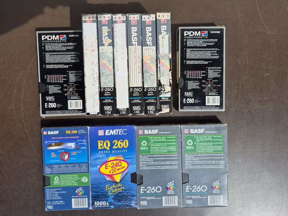 Vând Lot casete video VHS originale Basf, Emtec,PDM de 260 minute colectie de filme diferite genuri