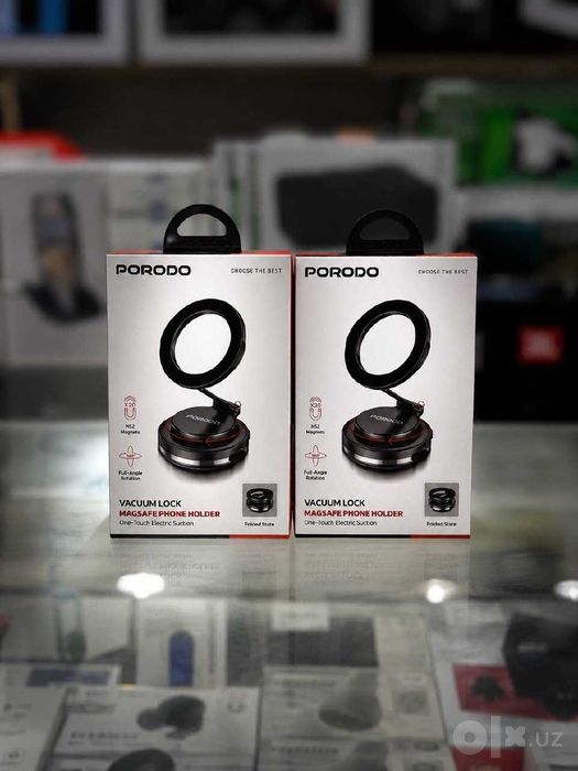 Вакуумный Холдер Porodo Vacuum Lock Black Metal новый