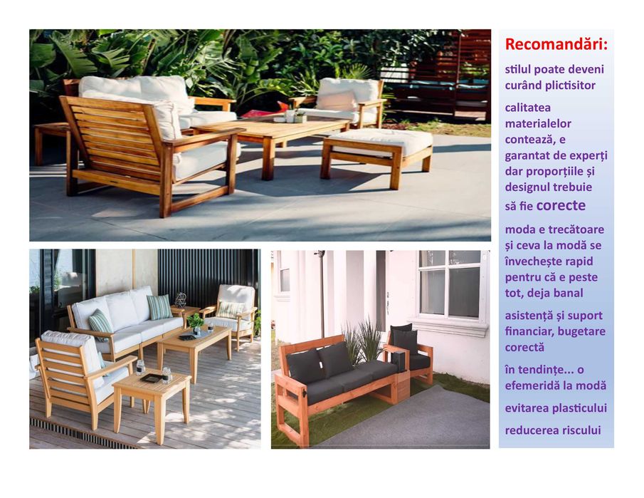 mobilier terasa gradina lemn masiv canapea fotoliu banca masa scaune