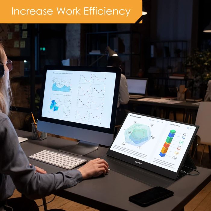 Full HD IPS Преносим монитор Yodoit 1920 × 1080 15,6-инчa Full HD