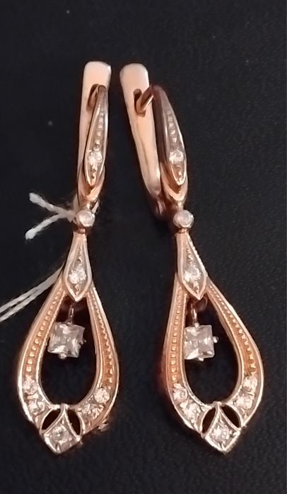 Руски златни обеци "Капчици "