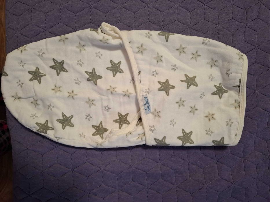 Пелени за повиване на бебе с фиксиране на ръцете вътре, 2 броя