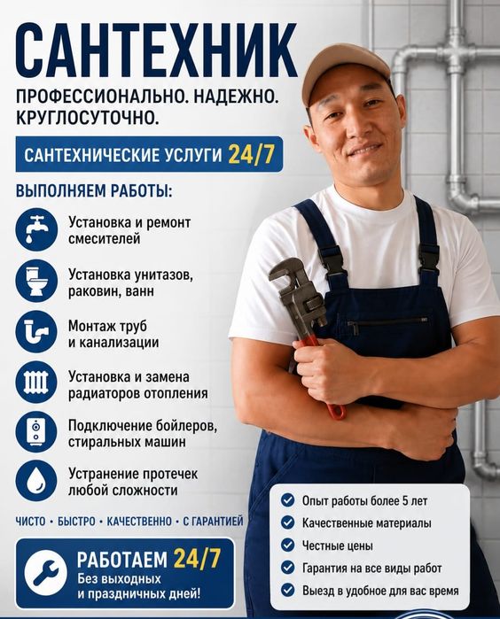 Сантехник Астана  24/7