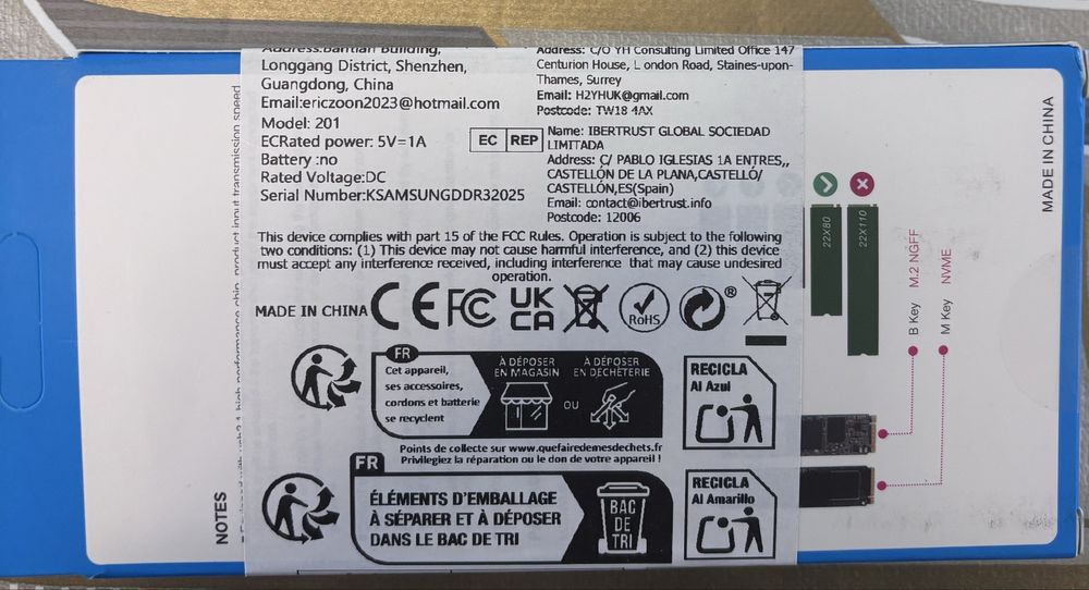 Кутия за SSD DeTech, M.2 SSD NVMe, USB3.1 Type-C, Черен