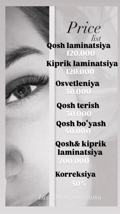 Laminatsiya Qosh va kiprik ekamiz