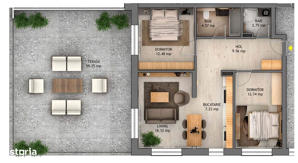Penthouse cu 3 cam 130mp, Str D-na Stanca Selimbar -Orhideea