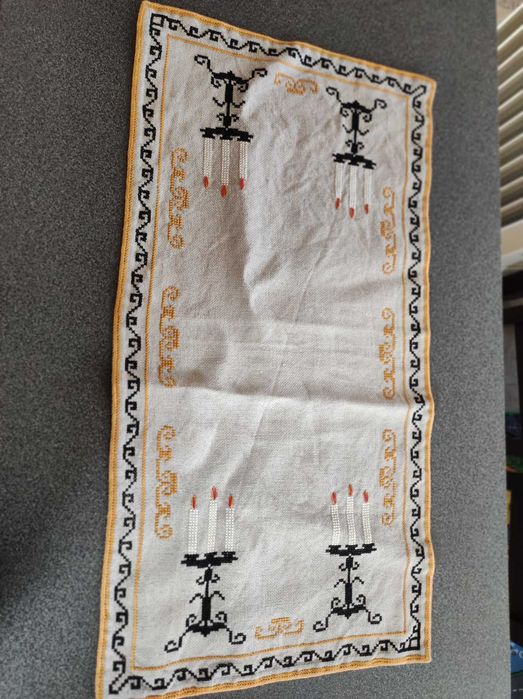 Винтидж ретро плетена дантела покривка каре мильо