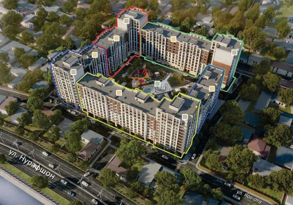 2/8/12 квартира коробка в ЖК Koh Ota на Ул Нурафшан