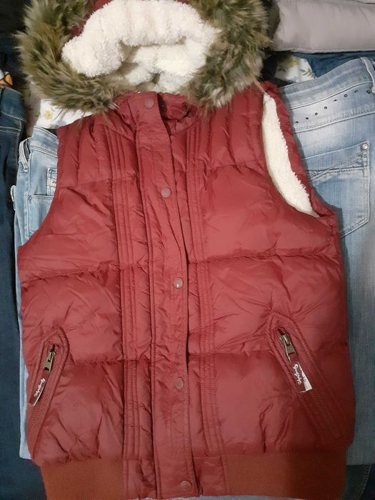 Vestă cu glugă  Puffer Tokyo Laundry- Original, îmblănită, mărime M/40