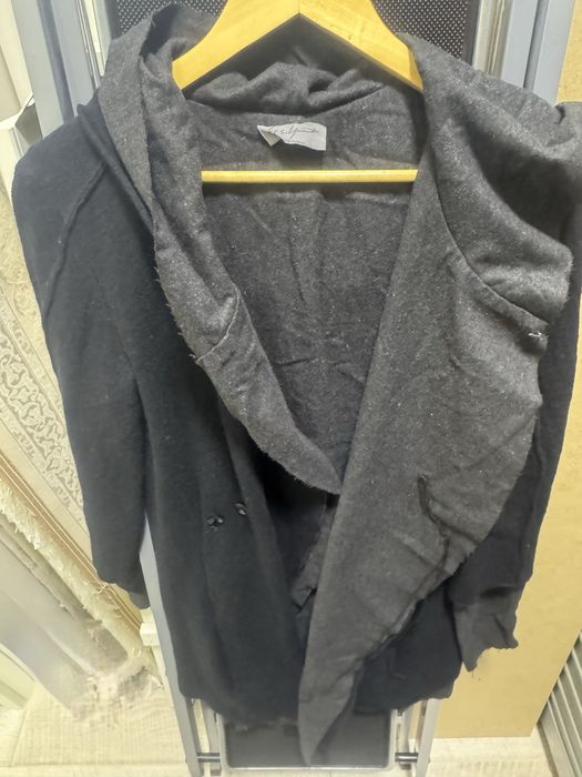 Yohji yammamoto assymetrical drape wool coat jacket