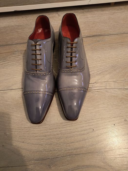 Pantofi din piele lăcuiți culoarea gri lacuit mărimea 42