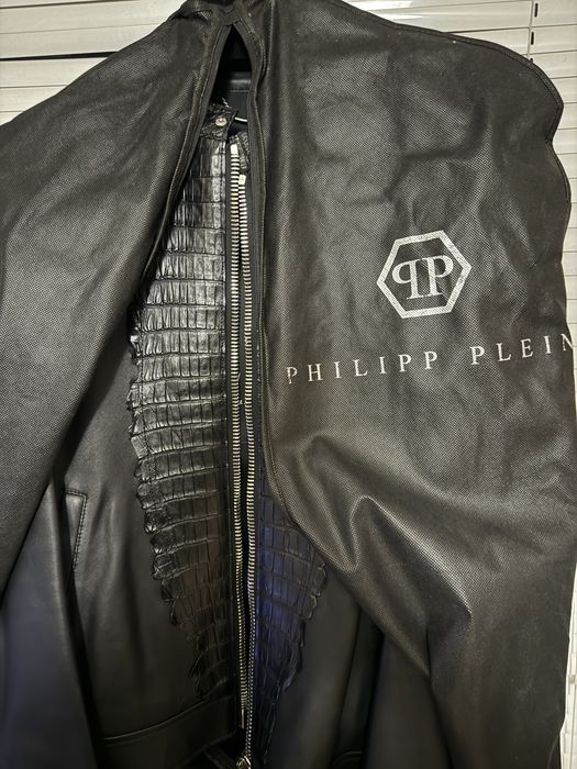 Philipp Plein Leather Bomber Shield кожа от кайман