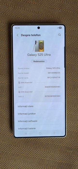 Samsung S25 Ultra  512 GB - Sănătate baterie 100%