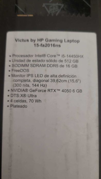 Laptop Gaming HP VICTUS cu  I5-14450HX si rtx 4050 de 6 gb ddr6 , nou