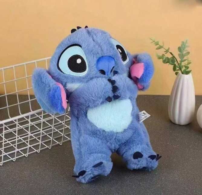 Интерактивна дишаща играчка Стич, Розов, 30см, С музика и светлина