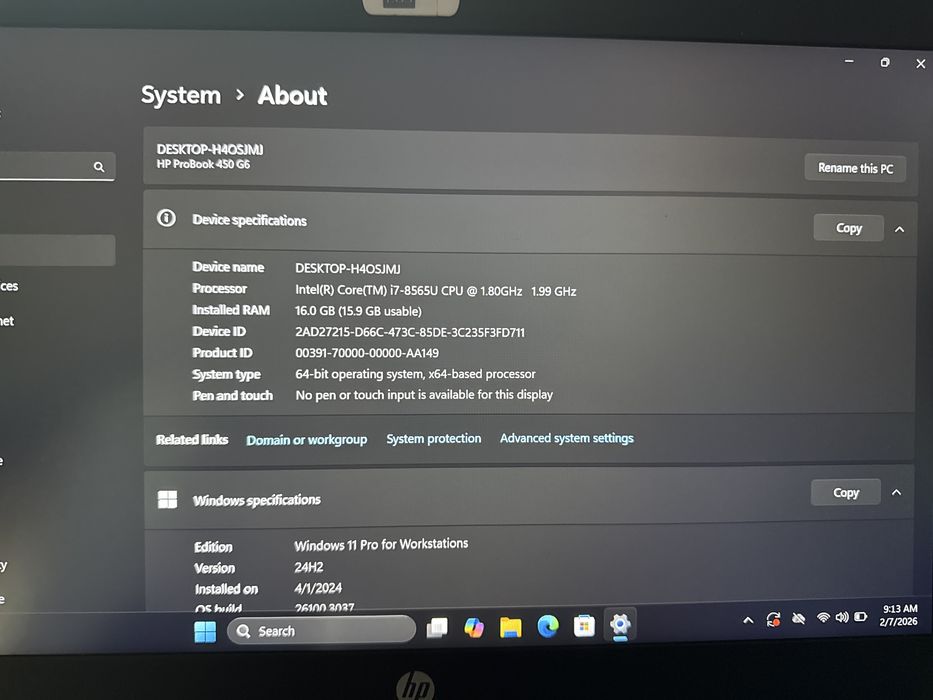 Laptop Hp EliteBook 450 G6 i7 16gb 256ssd