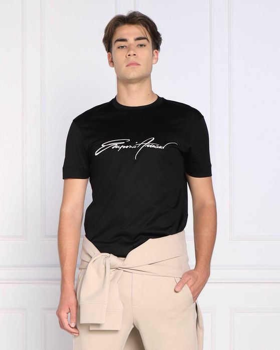 НОВА 100 % оригинална черна памучна тениска EMPORIO ARMANI размер XL