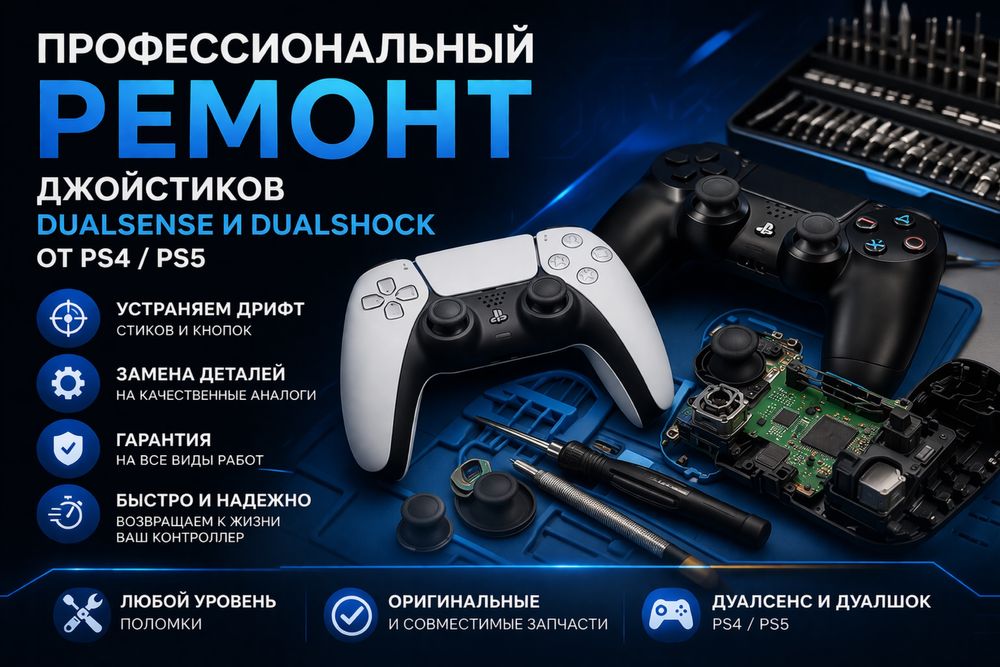 Ремонт джойстиков пс4 пс5 dualsense, dualshock, ps4 ps5
