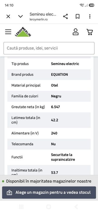 Semineu electric(equation) și panou radiant (electrolux)