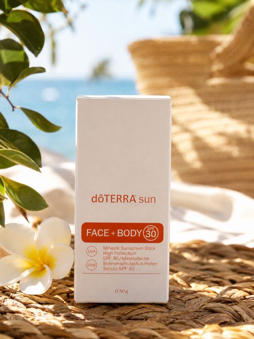 doTERRA Sun Face + Body Stick SPF 30 и doTERRA Salon Essentials Root to Tip Serum