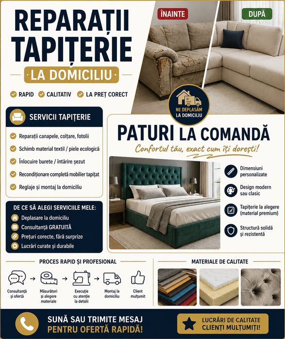 Reparații tapițerie la domiciliu