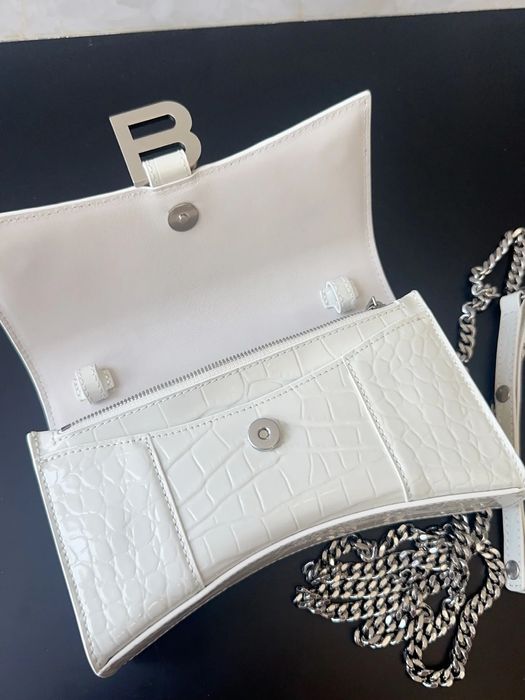Balenciaga Hourglass Chain Bag White