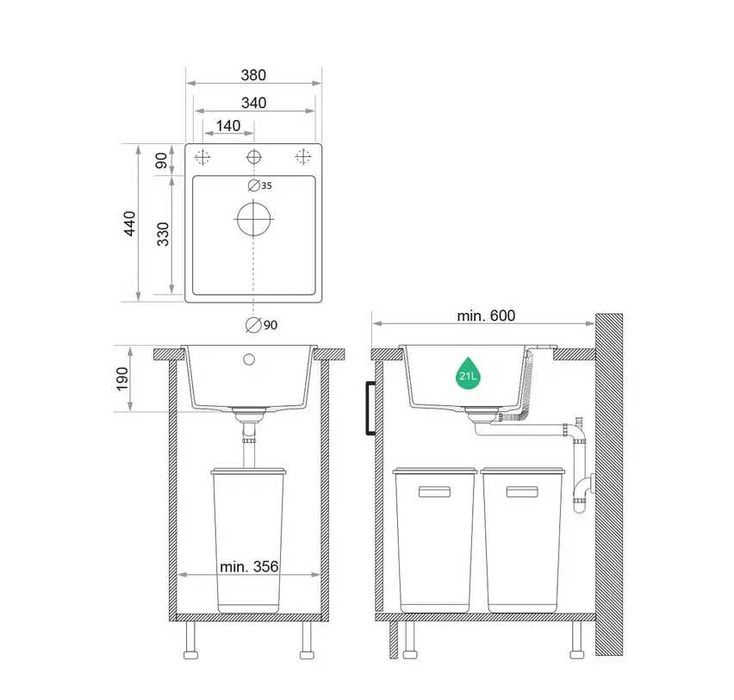 К-т Мивка+Смесител+Сифон Цветове Гранитен Смесител Модел 5000