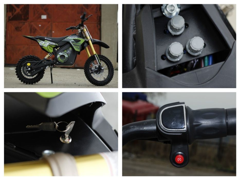 Motocicleta electrica Eco Tiger 1000W 36V 12/10 #Verde