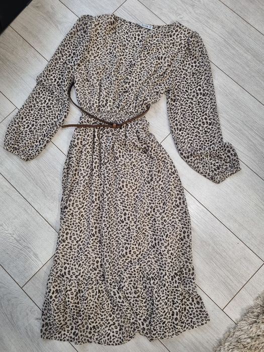Rochie midi Reyon - vaporoasa animal print