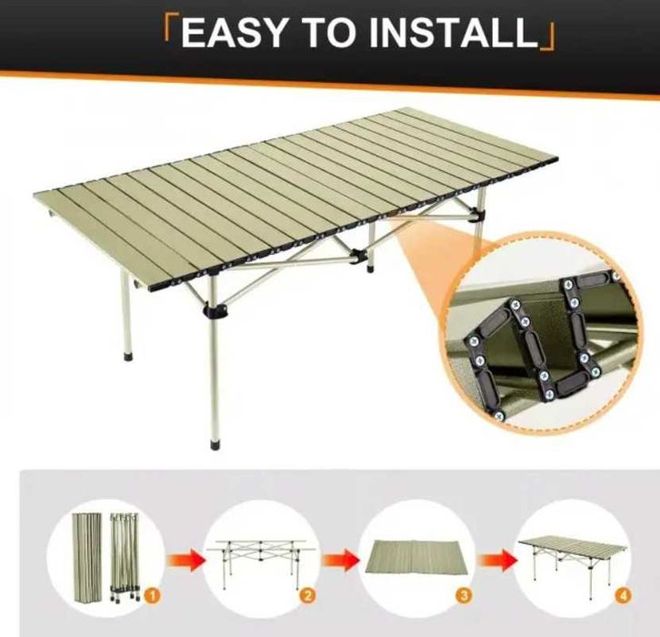 Masa Pliabila Camping Geanta Transport Aluminiu 120 x 55 x 50cm